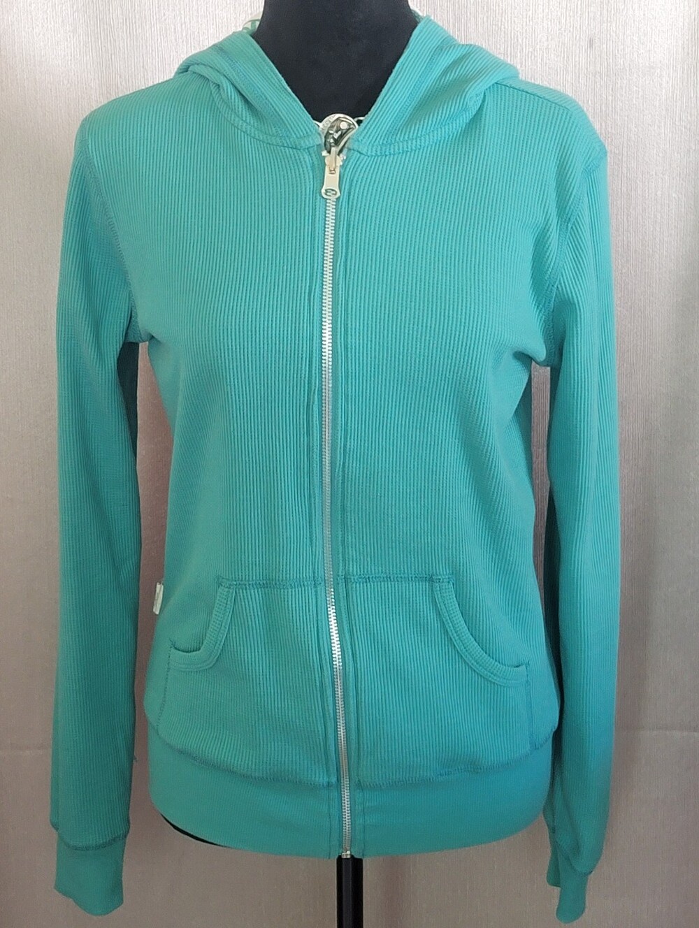 Peace Sign Zip Hoodie in Mint and Teal - Picture 5 of 7